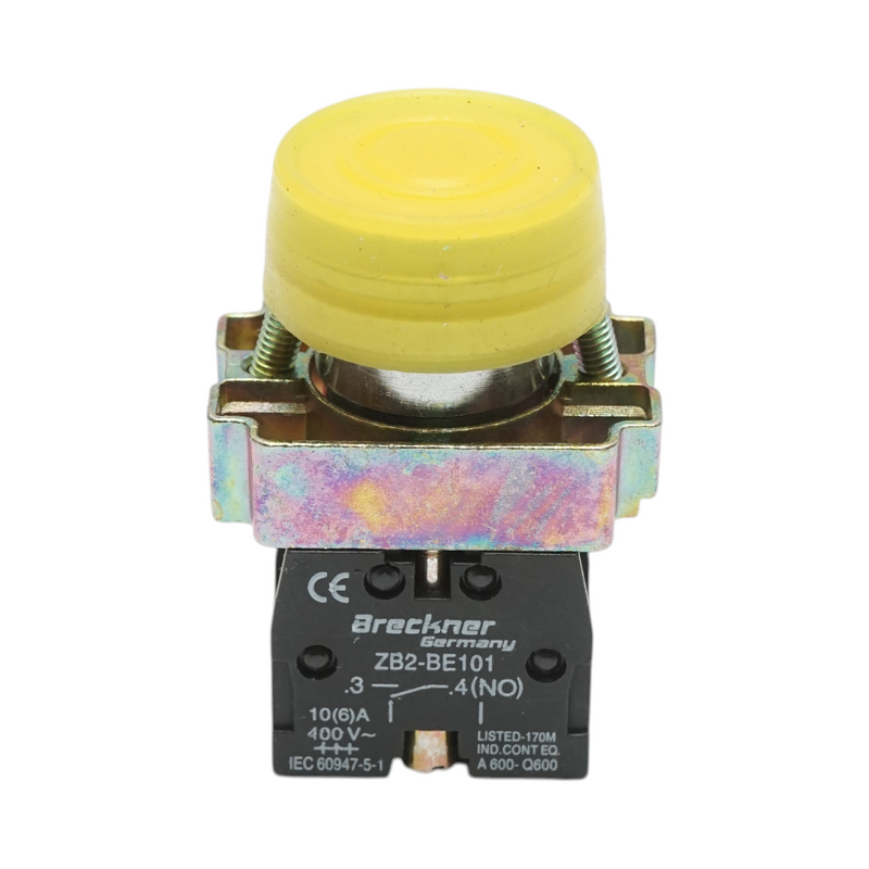 Pulsante di comando giallo con protezione IP65, 1NO, 400V/10A, LAY5 Breckner Germany