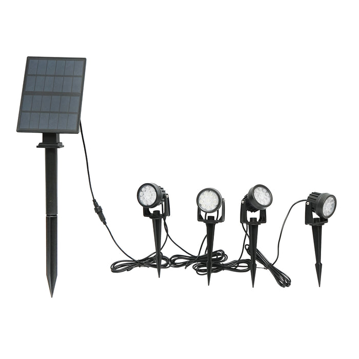 Set di 4 lampade da giardino con pannello solare 2,5W/6V e batteria 3,7V/1,8 Ah, telecomando IP65