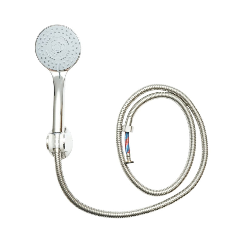 Set doccetta con flessibile zincato da 1,5 m, supporto a parete, 5 funzioni, finitura cromo lucido, materiale plastico, 92x230 mm