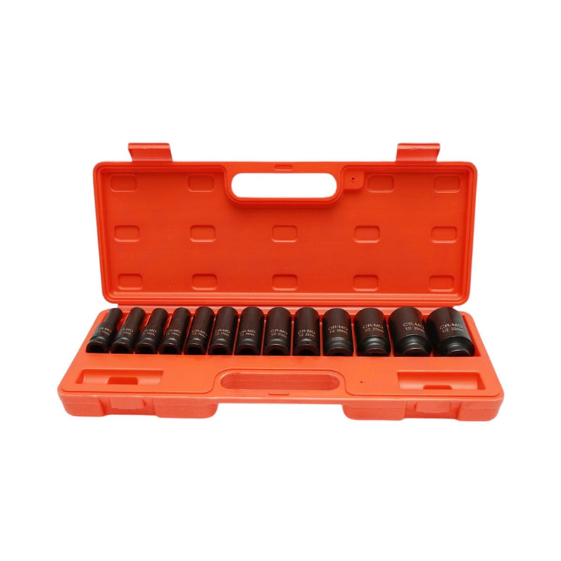 Set di 13 bussole a impatto lunghe, 10–32 mm, attacco 1/2", Cr-Mo Breckner Germany