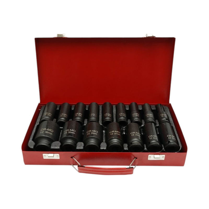 Set di 16 bussole a impatto lunghe, 10–36 mm, attacco 1/2", Cr-Mo Breckner Germany
