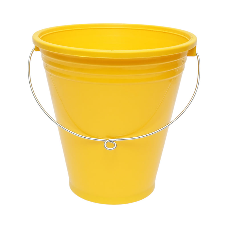 Secchio in plastica per alimentazione animali 10L giallo con manico in metallo