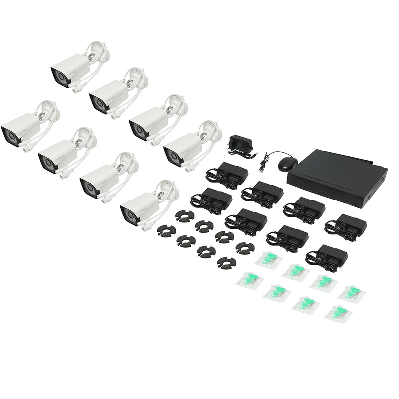 Sistema di videosorveglianza a 8 telecamere FHD da 3 MP, Wi-Fi P2P, telecamera PTZ rotante a 360° con sensore di movimento, allarme, visione notturna e app XMeye.