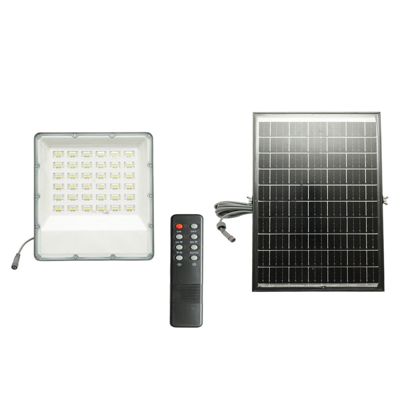 Faretto LED da 300 W, 6500 K, con pannello solare bifacciale da 30 W, batteria LiFePO4 da 15.000 mAh e telecomando (IP66) Breckner Germany