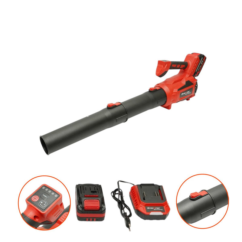 Soffiatore da giardino a batteria con due batterie agli ioni di litio da 21 V e 4 Ah, motore brushless, portata d'aria di 4,5 m³/min, 5 livelli di velocità (0–23.000 giri/min) e modalità Turbo. Breckner Germany