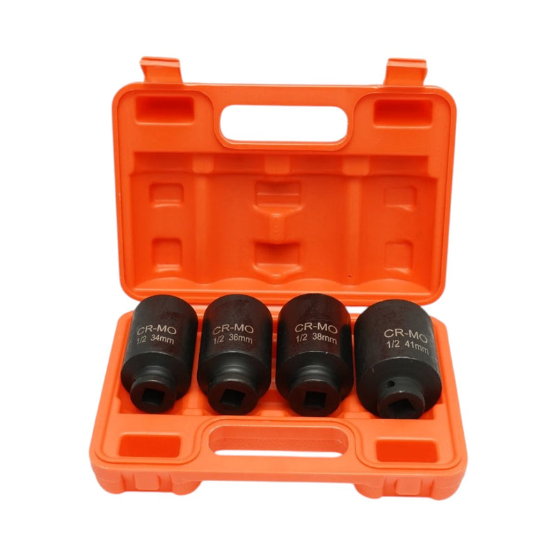 Set di 4 bussole a impatto a profilo profondo (34 mm, 36 mm, 38 mm, 41 mm), attacco da 1/2", Cr-Mo Breckner Germany