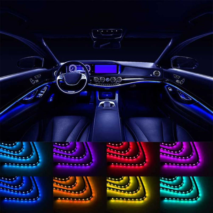 Striscia luminosa ambientale LED per auto 12V, 9W con telecomando, controllo musicale 4x22cm RGB