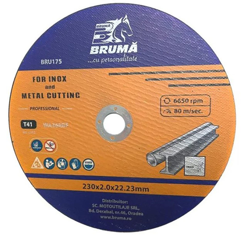 Lama a disco flessibile T41 230x22,23x2mm per il taglio di acciaio inossidabile e metallo