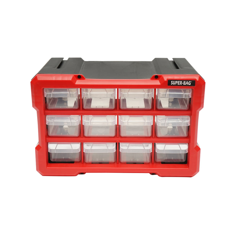 Cassettiera modulare in plastica arancione, 12 cassetti, 158x266x170 mm Breckner Germany
