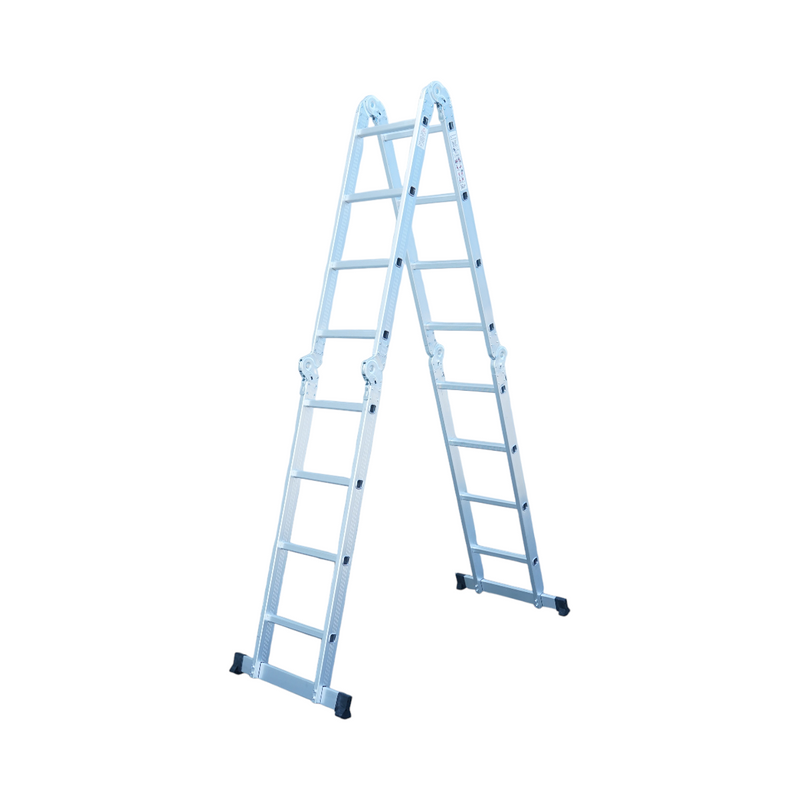 Scala multiuso in alluminio da 4,7 m, 4x4 pioli, pieghevole con cerniere, portata massima 150 kg