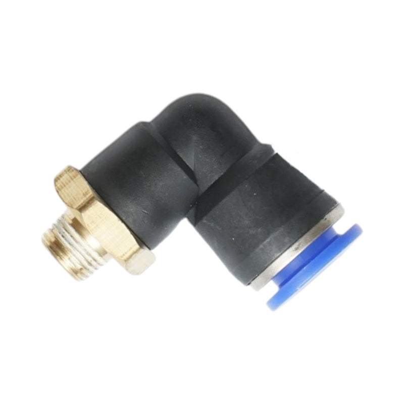 Raccordo a gomito a innesto rapido in plastica da 10 mm con filetto maschio in ottone da 1/8"