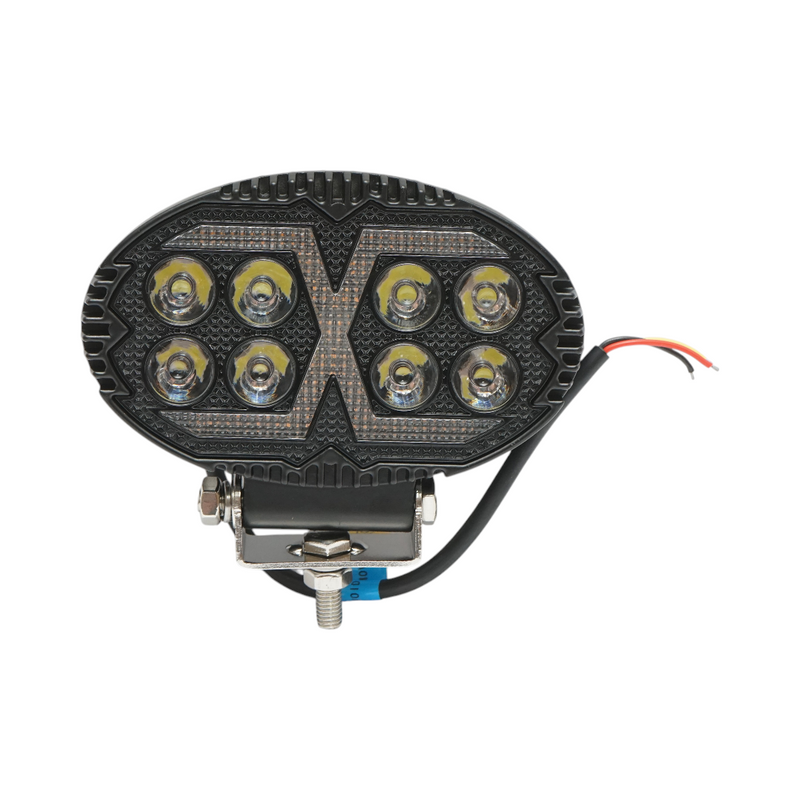 Faro da lavoro a LED ovale con DRL, 9-80 V, 24 W (bianco/giallo), corpo in alluminio 140x90x45 mm, IP67 Breckner Germany