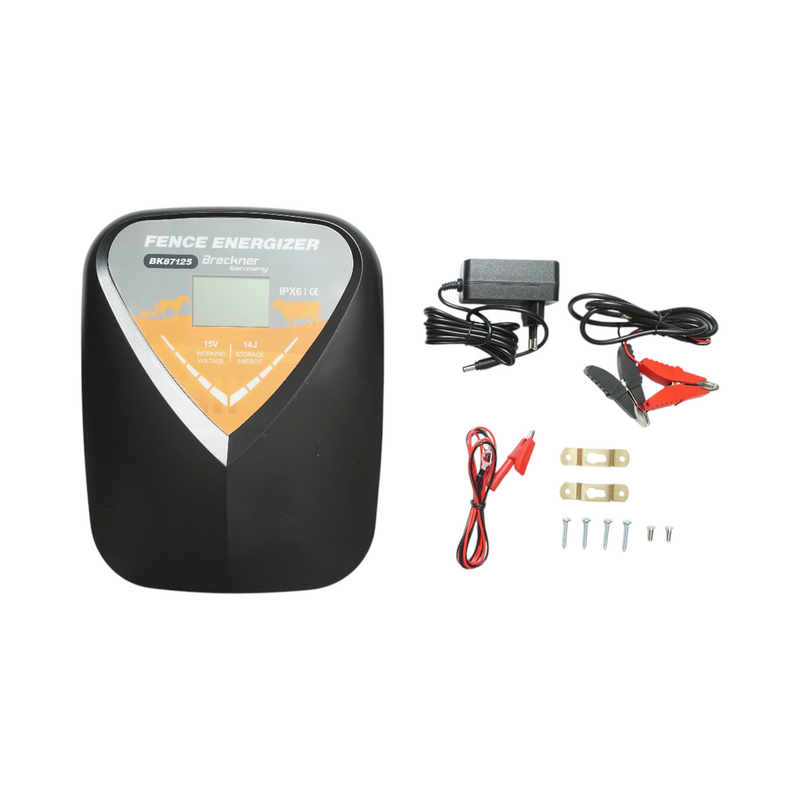 Elettrificatore per recinto elettrico 14 Joule, 12V/220V, 140 km con display LCD IPX6
