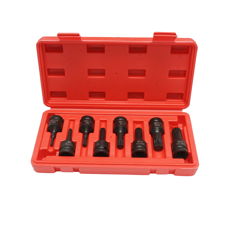 Set di chiavi a bussola a impatto scanalate M5-M18, 1/2 pollice quadrato, 16 pezzi