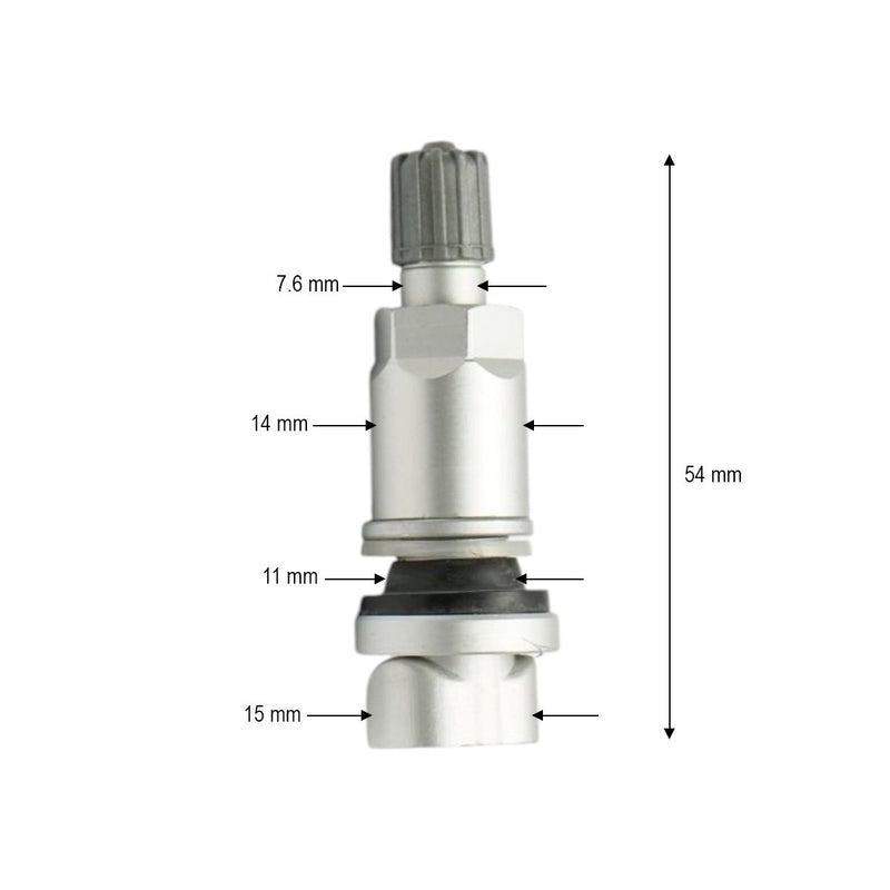 Valvola per cerchi tubeless da 54 mm color argento, compatibile con sensore TPMS-01