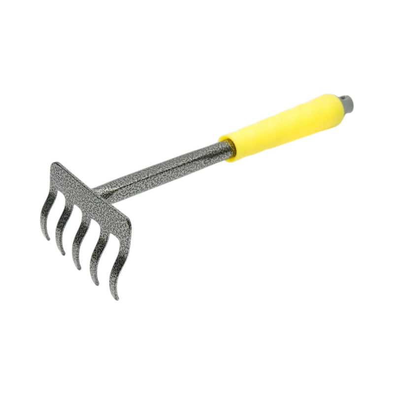 Rastrello da giardino Crownman a 5 denti in acciaio al carbonio (85x300 mm) con impugnatura ergonomica in PP