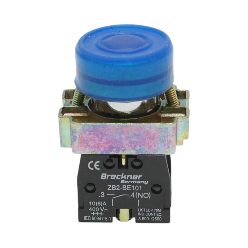 Pulsante di comando blu con coperchio protettivo 1NO, 400V/10A, LAY5, IP65 Breckner Germany