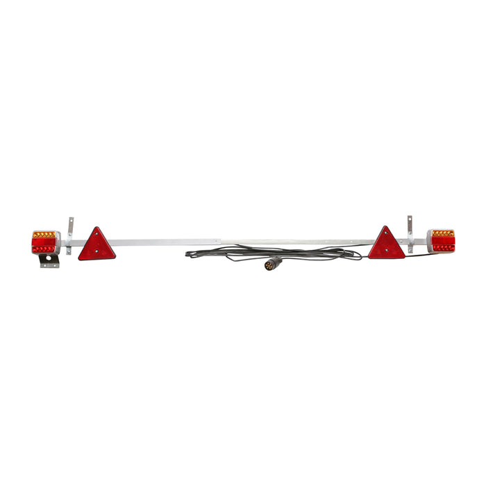 Gancio di traino regolabile 1000-1600 mm 2x lampada LED, 2x triangolo riflettente, cavo da 6 m e presa a 7 pin 12/24 V