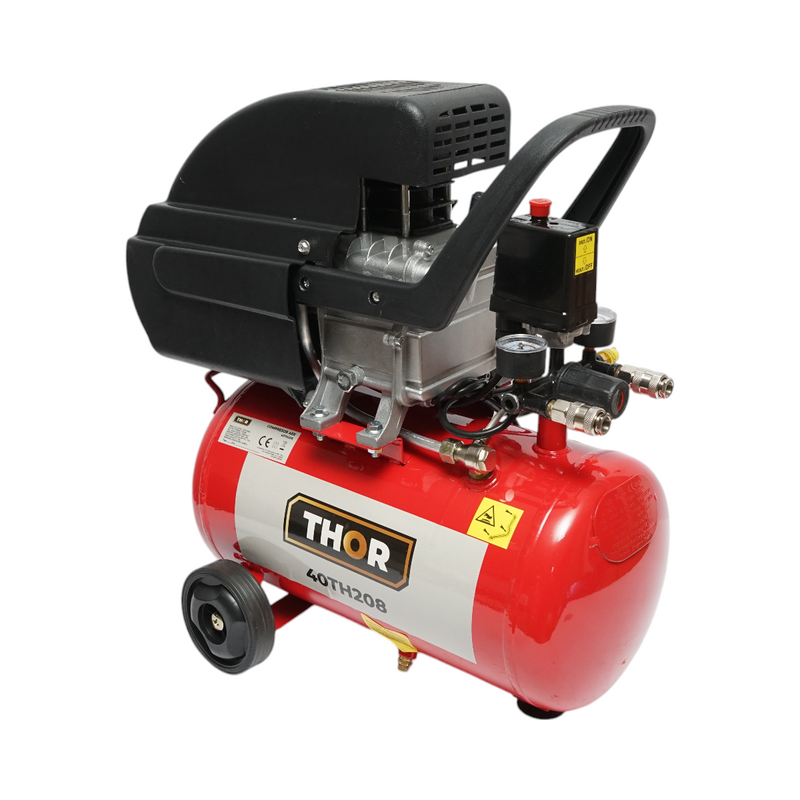 Compressore d'aria 24L, potenza motore 1,5KW/2HP, pressione massima 8 bar, volume aria aspirata 195L THOR