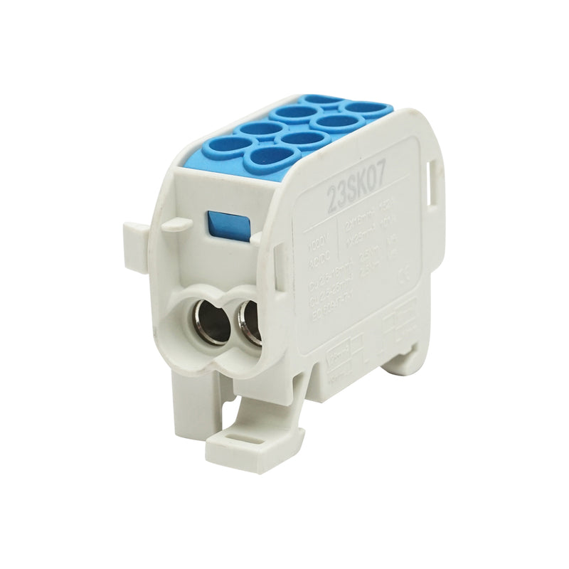 Morsetto di distribuzione, 1P, isolamento blu, 25 mm², 380 V CA