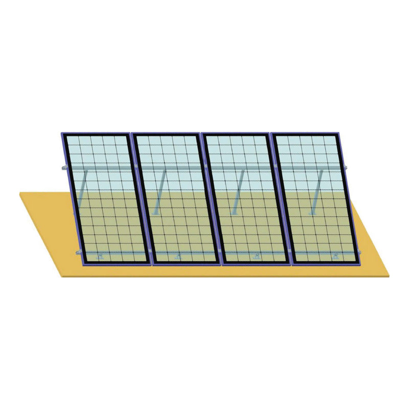 Sistema di montaggio completo e struttura di supporto per 4 pannelli solari fotovoltaici, con inclinazione regolabile tra 15 e 30 gradi. Breckner Germany