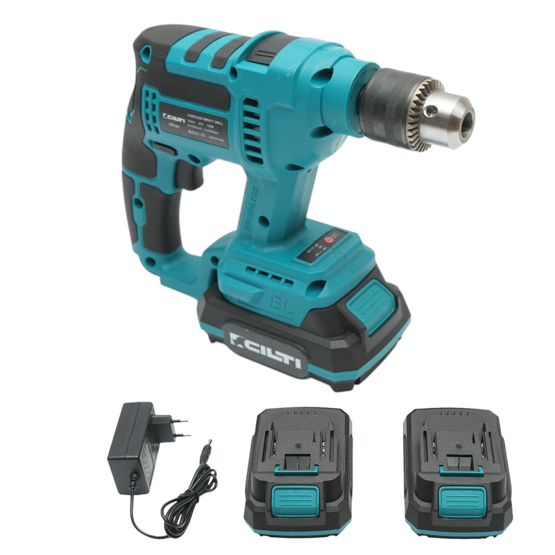 Trapano a percussione da 720 W con 2 batterie al litio 21 V/2 Ah, velocità 1700 giri/min