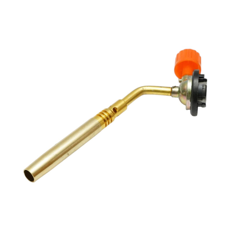 Testina per cannello a gas per bombolette spray, accensione manuale, fiamma regolabile a 1300°C.