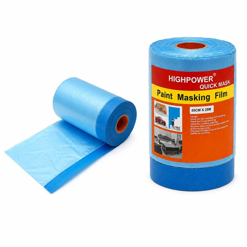 Pellicola protettiva HighPower per tinteggiatura e decorazione con nastro di mascheratura blu (550 mm x 25 m)