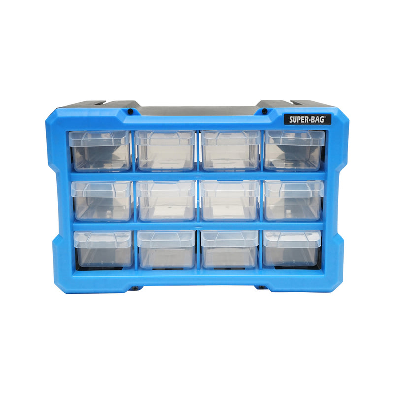 Cassettiera modulare in plastica blu, 12 cassetti, 158x266x170 mm Breckner Germany