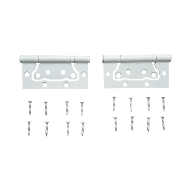 Set di 2 cerniere per mobili complanari a farfalla, 100x50 mm, in acciaio bianco, viti incluse