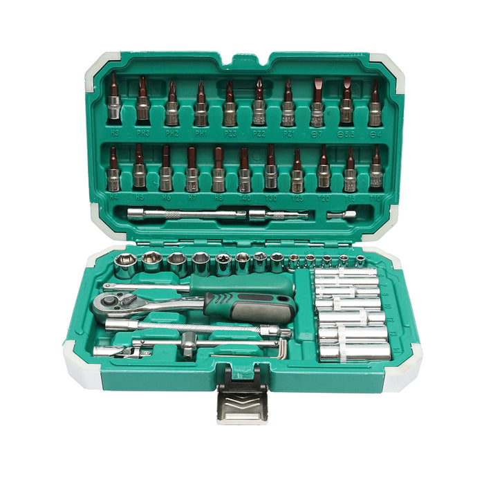 Kit di chiavi a bussola lunghe, punte esagonali, torx con cricchetto 53 pezzi Breckner Germany