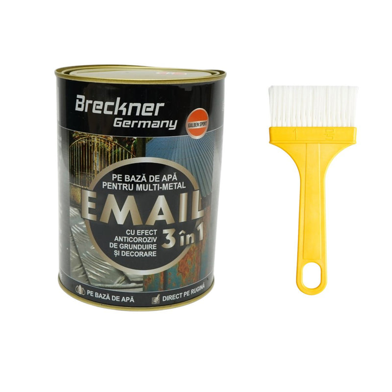 Smalto anticorrosivo 3 in 1 per metalli, Giallo Sport, 2 kg, a base acqua, applicazione diretta sulla ruggine Breckner Germany