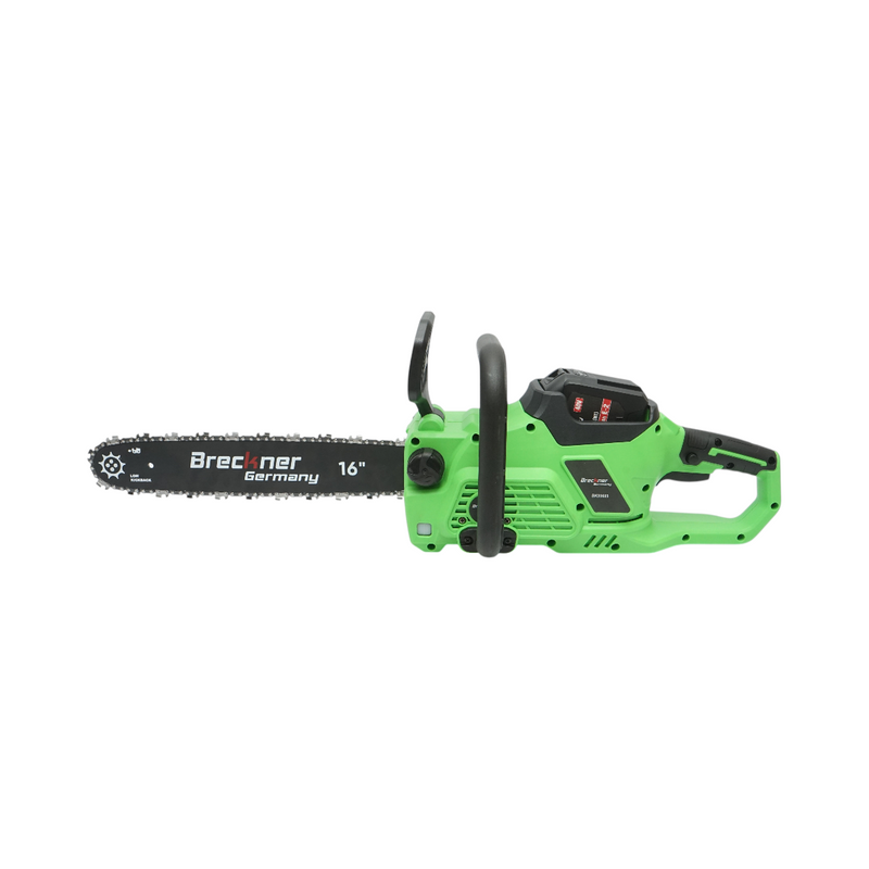 Motosega elettrica professionale con due batterie agli ioni di litio da 40 V e 4 Ah, display digitale a LED e barra da 16 pollici (400 mm). Breckner Germany