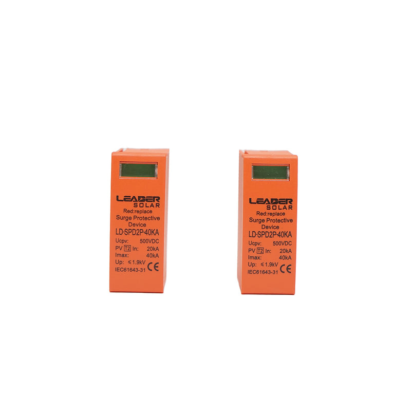Set di 2 cartucce per scaricatore di sovratensioni Leader DC SPD 2P-40kA 500V