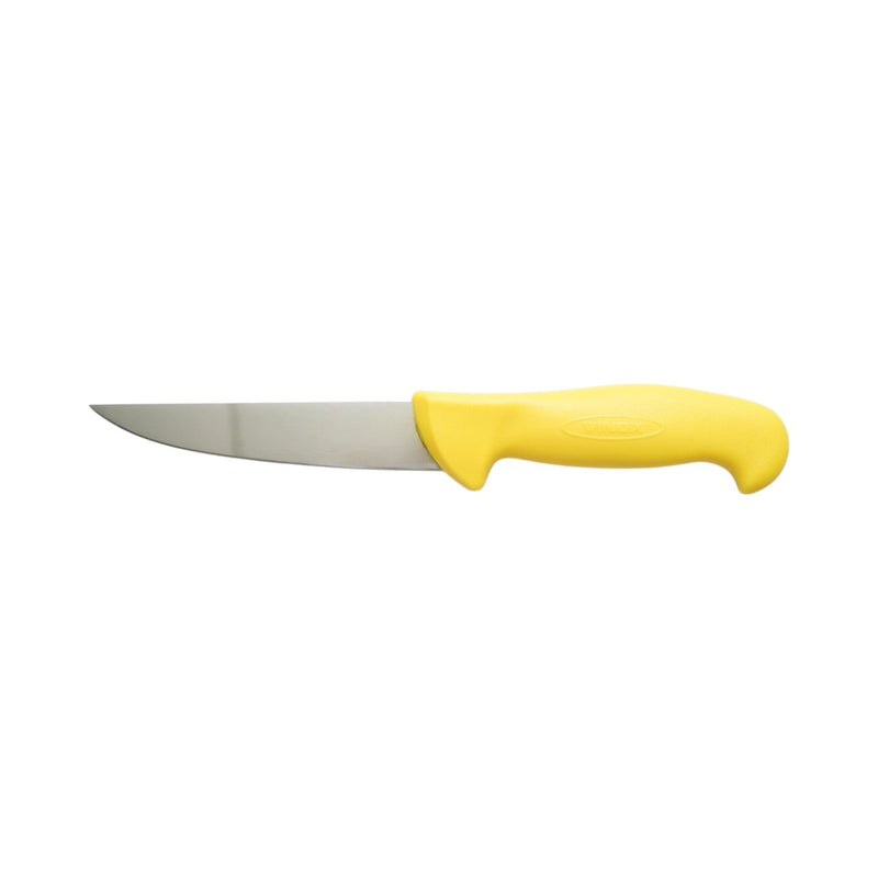 Coltello professionale da macelleria e macellazione da 15 cm, lama in acciaio 5Cr15MoV, manico in nylon giallo. Breckner Germany