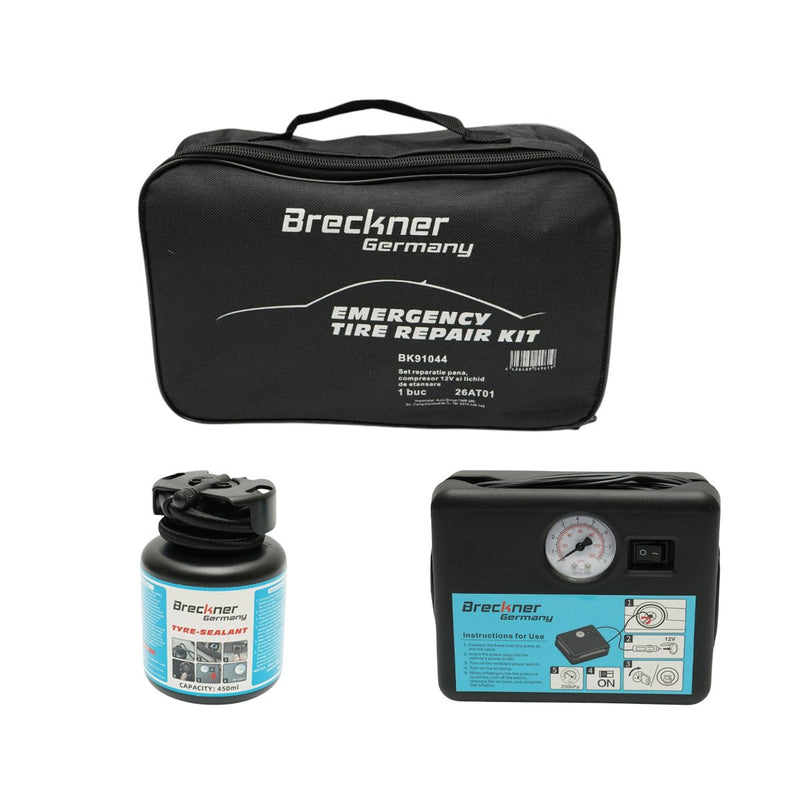 Kit di riparazione pneumatici con compressore a 12 V e sigillante da 450 ml Breckner Germany