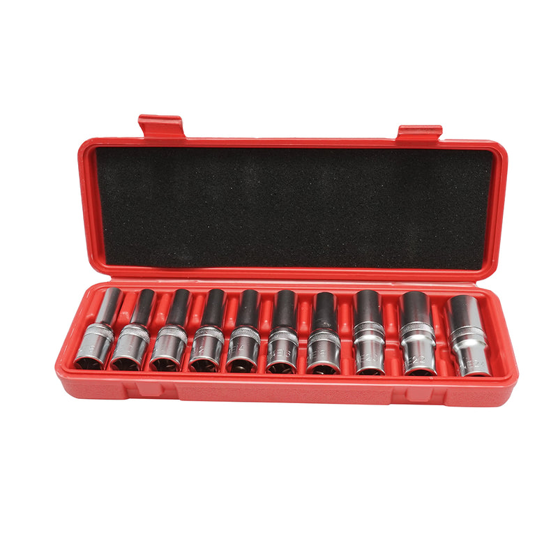 Set di chiavi tubolari E-Torx E8–E24, attacco quadro da 1/2", 10 pezzi