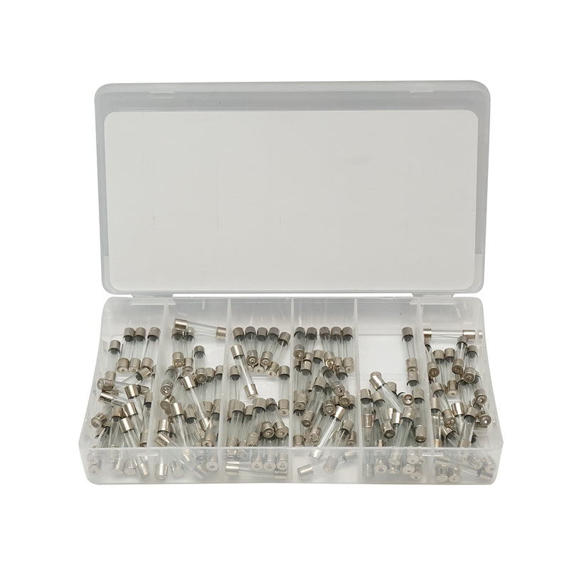 Kit di fusibili cilindrici in vetro (5–30 A), 120 pezzi