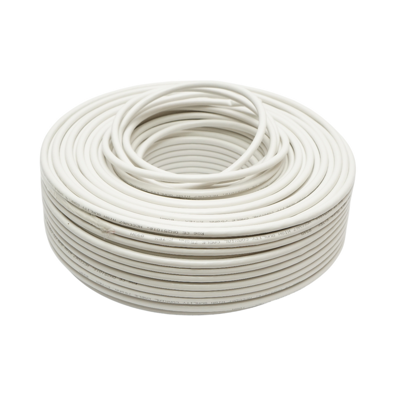 Cavo coassiale RG6 per videosorveglianza K-TEX, 1 mm CCA, schermato, 75 Ohm, PVC bianco, 100 m/rotolo