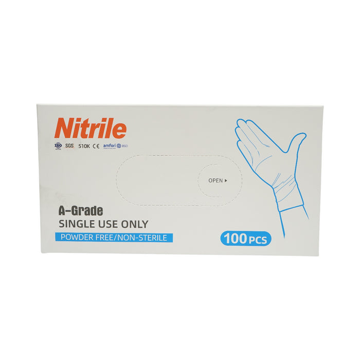 Guanti in nitrile blu senza polvere con texture antiscivolo sulle dita, taglia M 100 pezzi/scatola