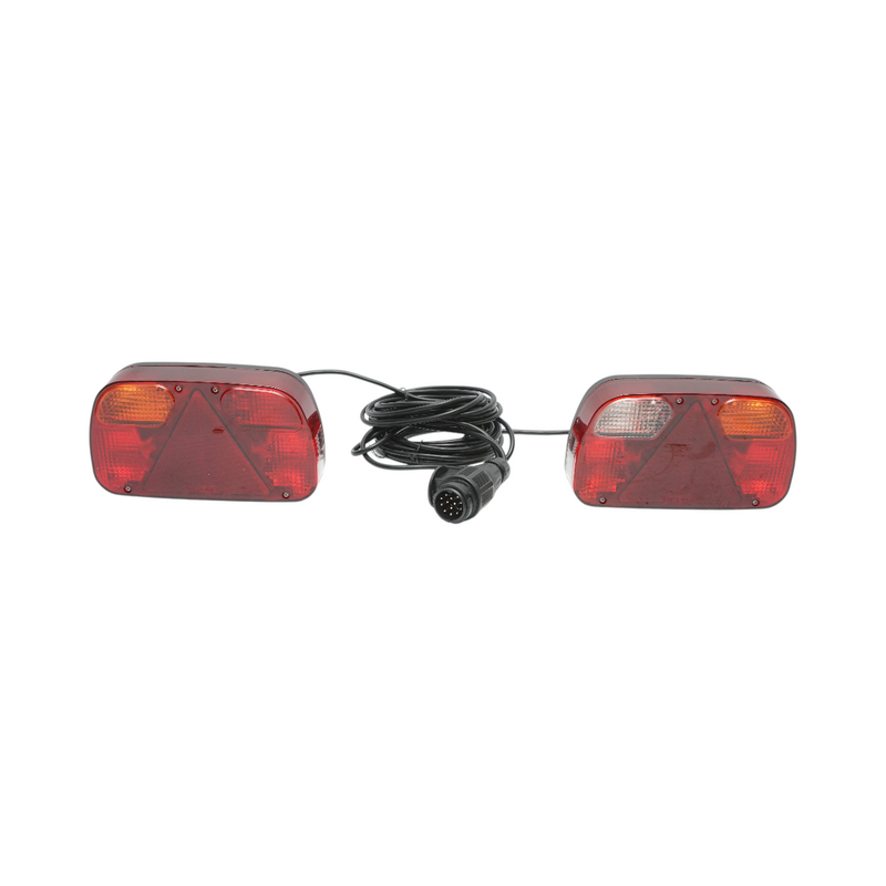 Set di luci universali a 12V per rimorchio con 6 funzioni, cablaggio da 5,5 m e connettore a 13 poli. Breckner Germany
