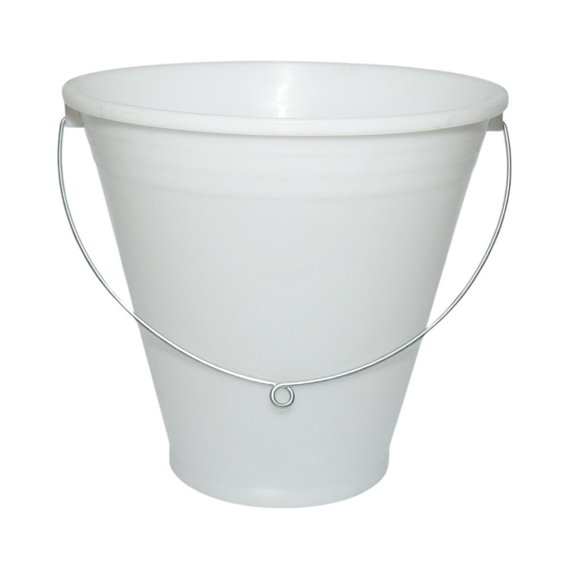Secchio in plastica per alimentazione animali 12L bianco con manico in metallo
