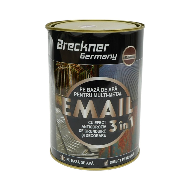 Smalto anticorrosivo 3 in 1 per metalli "Imperial Red", 2 kg, a base acqua, applicabile direttamente sulla ruggine. Breckner Germany