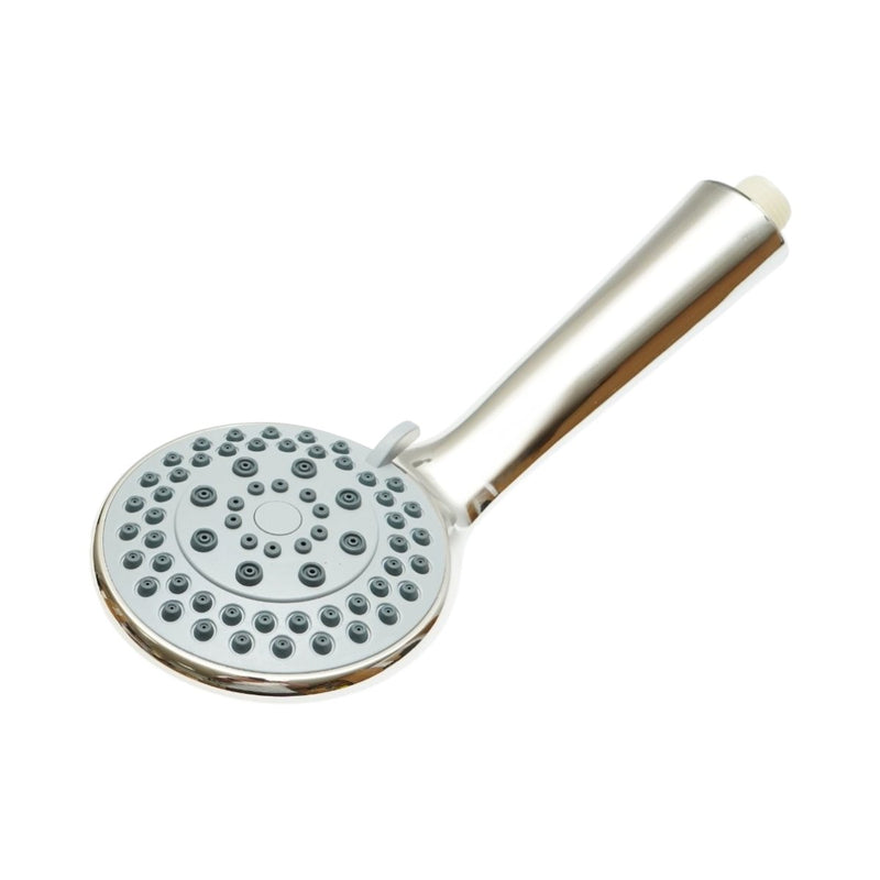 Doccetta rotonda per bagno, 5 funzioni, ugelli in silicone, cromo lucido, plastica, 105x240 mm
