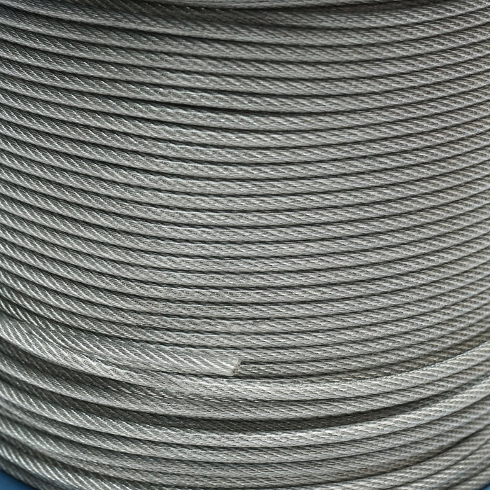 Cavo in acciaio zincato con rivestimento in PVC, 4 mm, 6x7+FC fili, carico massimo 539 kg, peso 8,08 kg, 200 m/rotolo