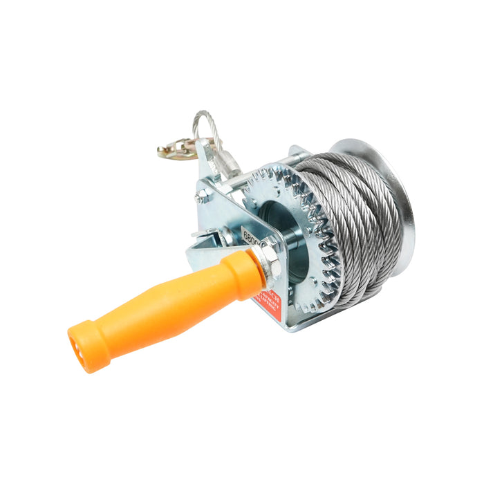 Verricello manuale Hoteche – 270 kg con tamburo e cavo da 4,5 mm / 8 m