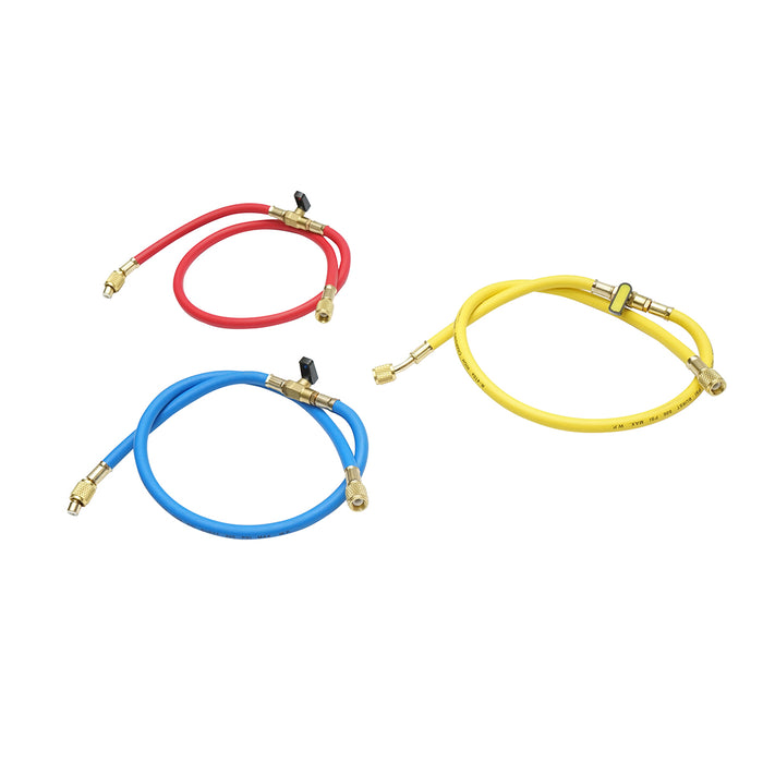 Kit tubo flessibile con rubinetto 90 cm 3 colori per carica freon R-410a