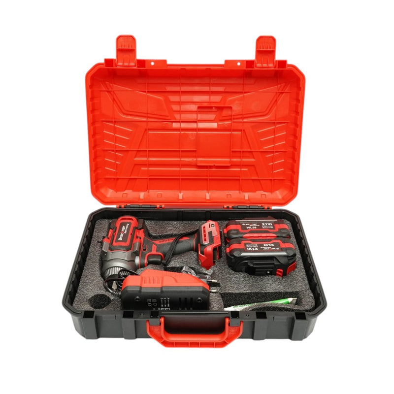 Avvitatore a impulsi da 1/2" 900 W, due batterie agli ioni di litio da 21 V 4 Ah, LED, motore brushless, 1100 Nm, 0–1400/1900/2400 giri/min Breckner Germany