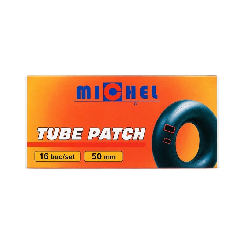 Set di 16 toppe rotonde per vulcanizzazione (50 mm) + 1 tubetto di adesivo (20 ml) per camere d'aria