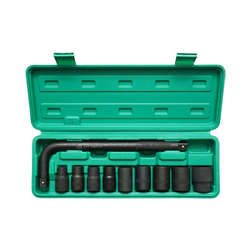 Set di 10 bussole in acciaio al cromo-molibdeno (Cr-Mo) con attacco da 1/2" (10–24 mm) e prolunga a L da 250 mm Breckner Germany